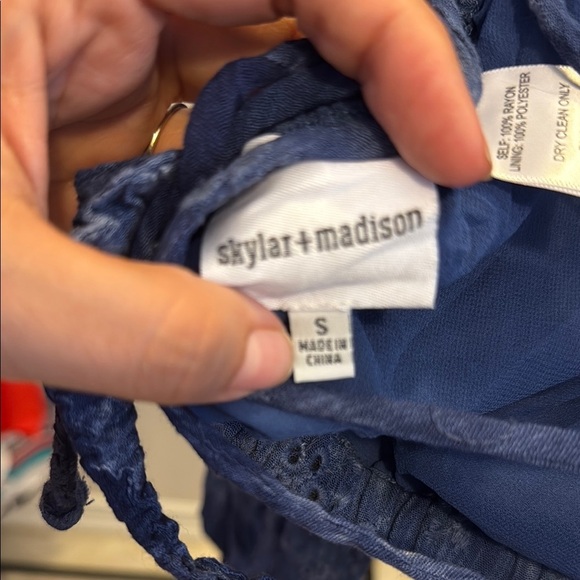 Skylar + Madison Blue Puff Sleeve Crop Blouse - Picture 3 of 3